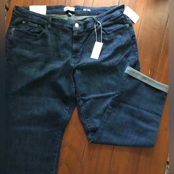 NWT Warp + Weft BRU (Brussels) Cuffed Boyfriend Jeans Dark Blue Sz 22 W Plus - Picture 7 of 8